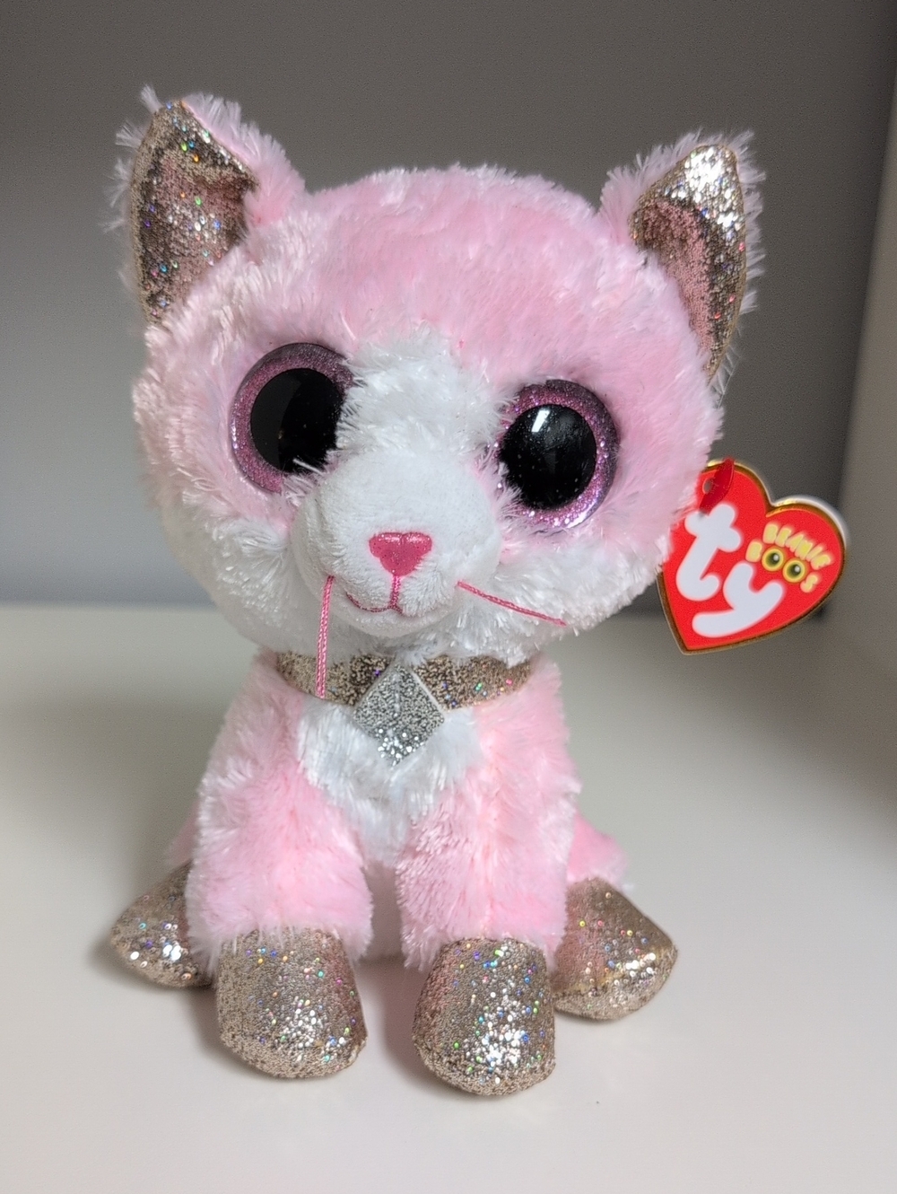 💜2/$20💜 Ty Beanie Boos Fiona BNWT Pink Cat Sparkle 6" Collectible Plush